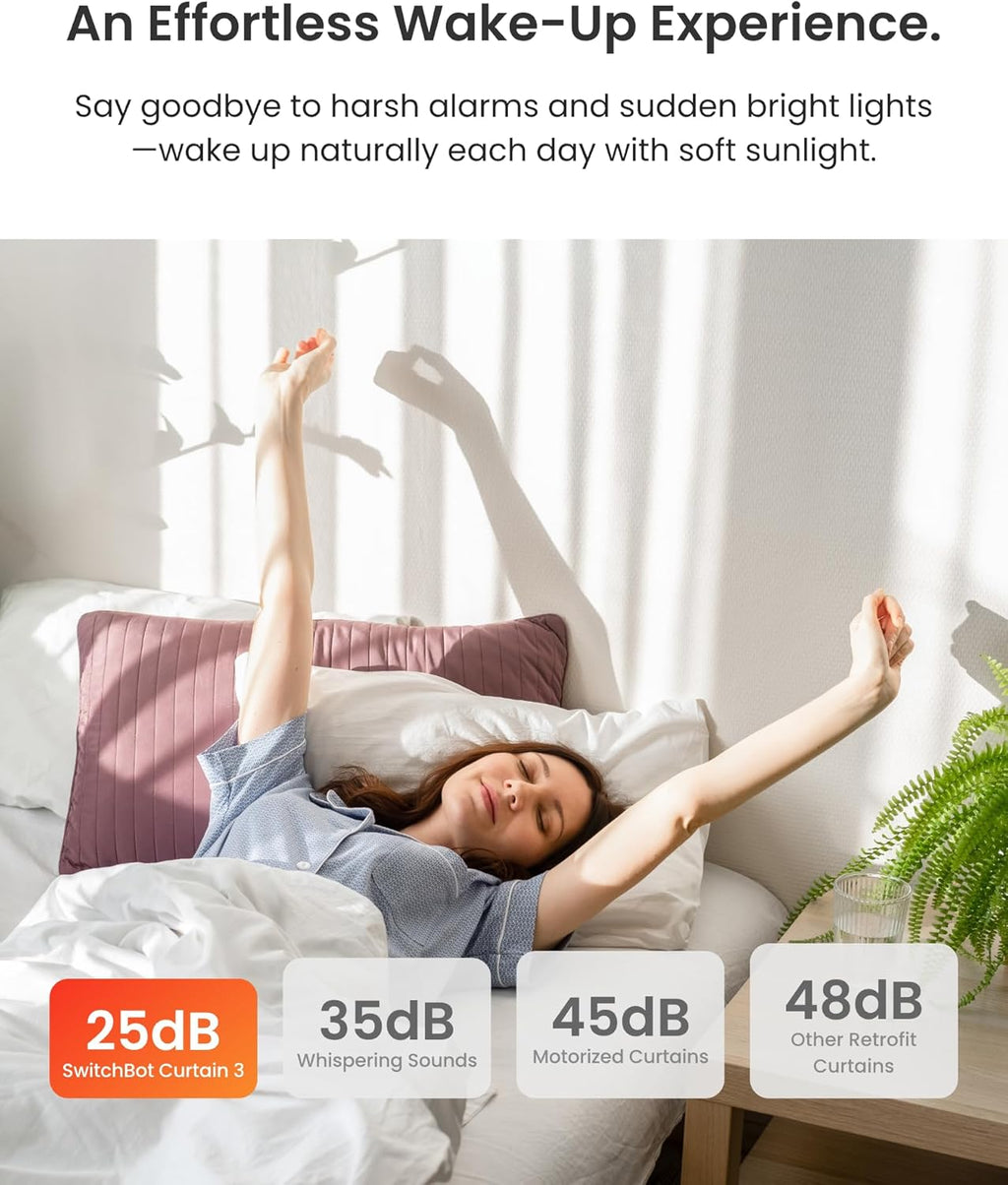SwitchBot Automatic Curtain Opener - Bluetooth Remote Control Smart Curtain with App/Timer, Upgraded High-Performance Motor, Add SwitchBot Hub to Work with Alexa, Google Home, HomeKit