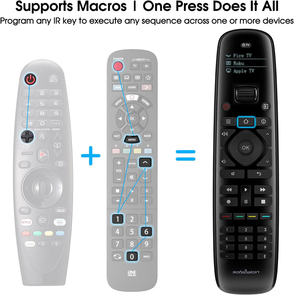 SofaBaton U2 Universal Remote with Customizable APP, All-in-one Smart Remote Control, Compatible with TV/Soundbar/Streaming Players and More