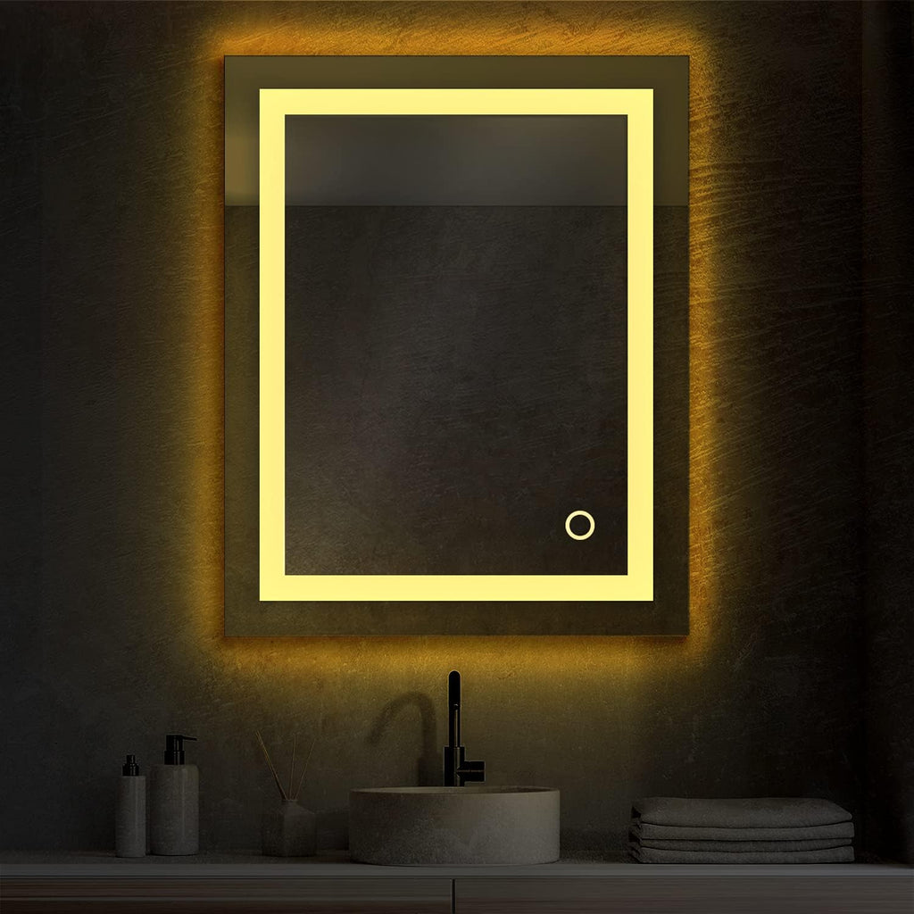 Blossom 24X30 LED Bathroom Mirror with Lights, Anti-Fog, Dimmable, Backlit & Front Lit, Lighted Bathroom Vanity Mirror for Wall, Memory Function, Waterproof, Tempered Glass, Smart Vanity Makeup Mirror