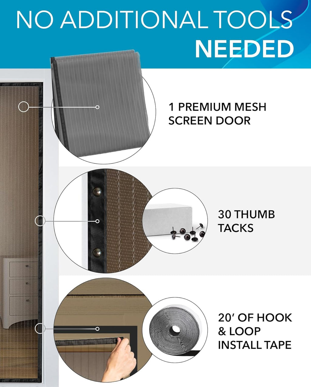 Flux Phenom Magnetic Screen Door Mesh 38x82 Inch – Easy Install, Strong Magnet Strength, Self-Sealing Mesh, Pet Tested, Hands-Free Entry, Doors Screen Magnetic Closure, Keeps Bugs Out - Gray