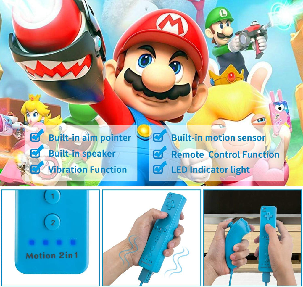 Motion Plus Wii Controllers 2Packs with Nunchucks, Wii Remote Controllers Compatible for wii and Wii U with Built in Motion Plus