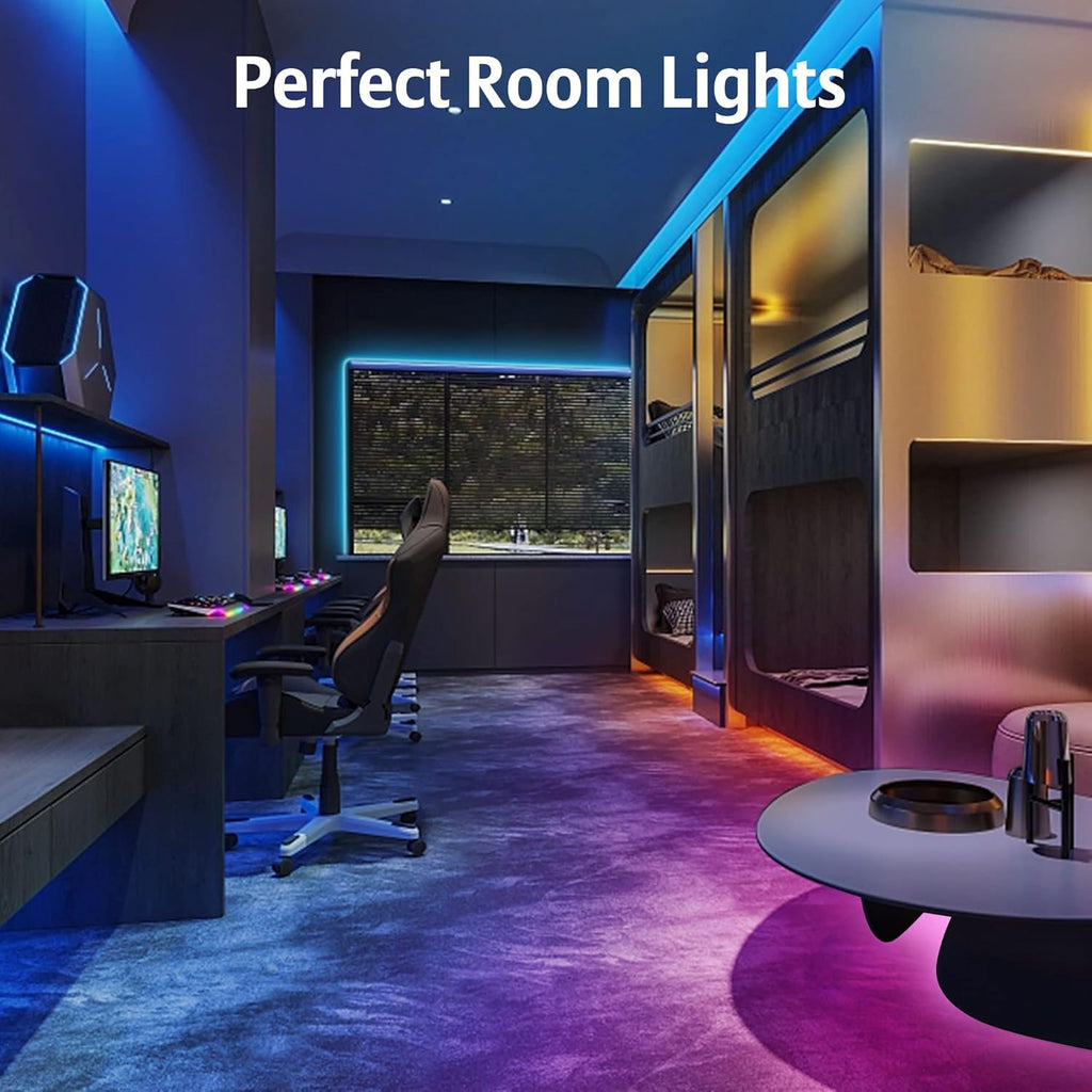 KEELIXIN LED Lights Music Sync RGB LED Strip Lights with APP & Remote Control (50ft-2rolls)