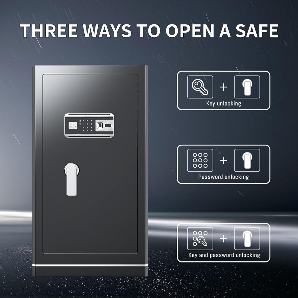 8.1 Cuft Large Home safe,Digital Security Fireproof Safe with Fireproof Waterproof Bag,Personal Document Safe with Programmable Keypad,Built-In Drawers and Removable Dividers for Money Documents