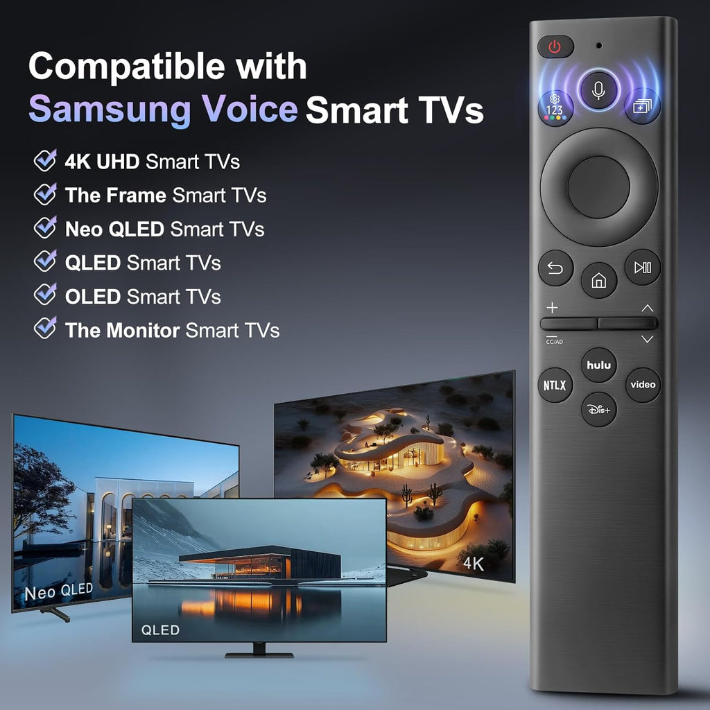 Voice Remote for Samsung-TV-Remote Replacement, Universal for 2019-2024 Samsung Smart TV Remote Control with Voice Control.No Solarcell.2-Year Warranty.
