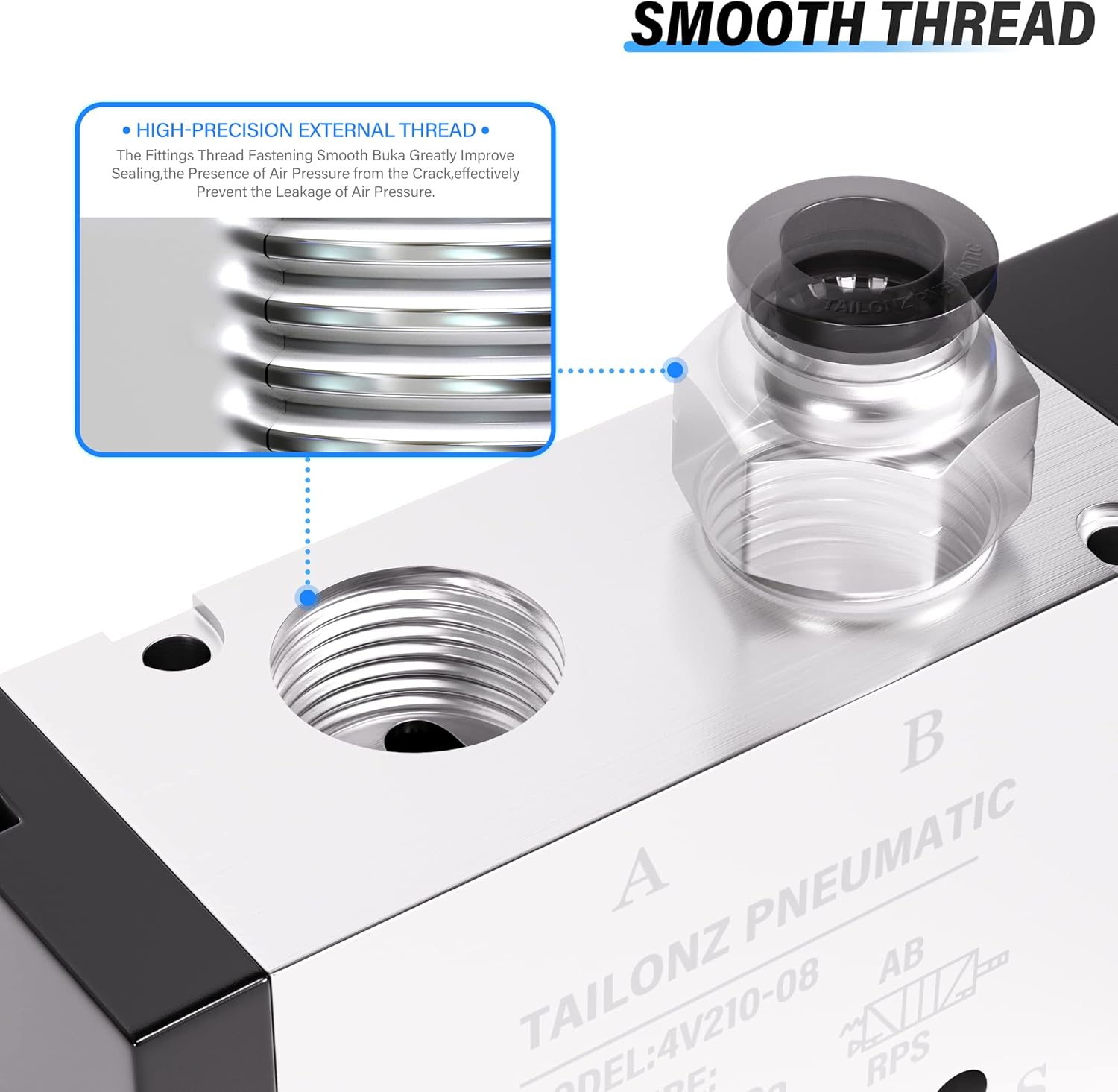 TAILONZ PNEUMATIC 1/4"NPT Solenoid Valve DC24V Single Coil Pilot-Operated Electric 2 Position 5 Way Connection Type 4V210-08 Outlet wire