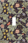Boho William Morris Floral Green Leaves Flower Decorative Light Switch Cover 1 Gang Single Toggle Device Electrical Faceplate Switchplates Decorator Outlet Wall Plate for Farmhouse Home Decor