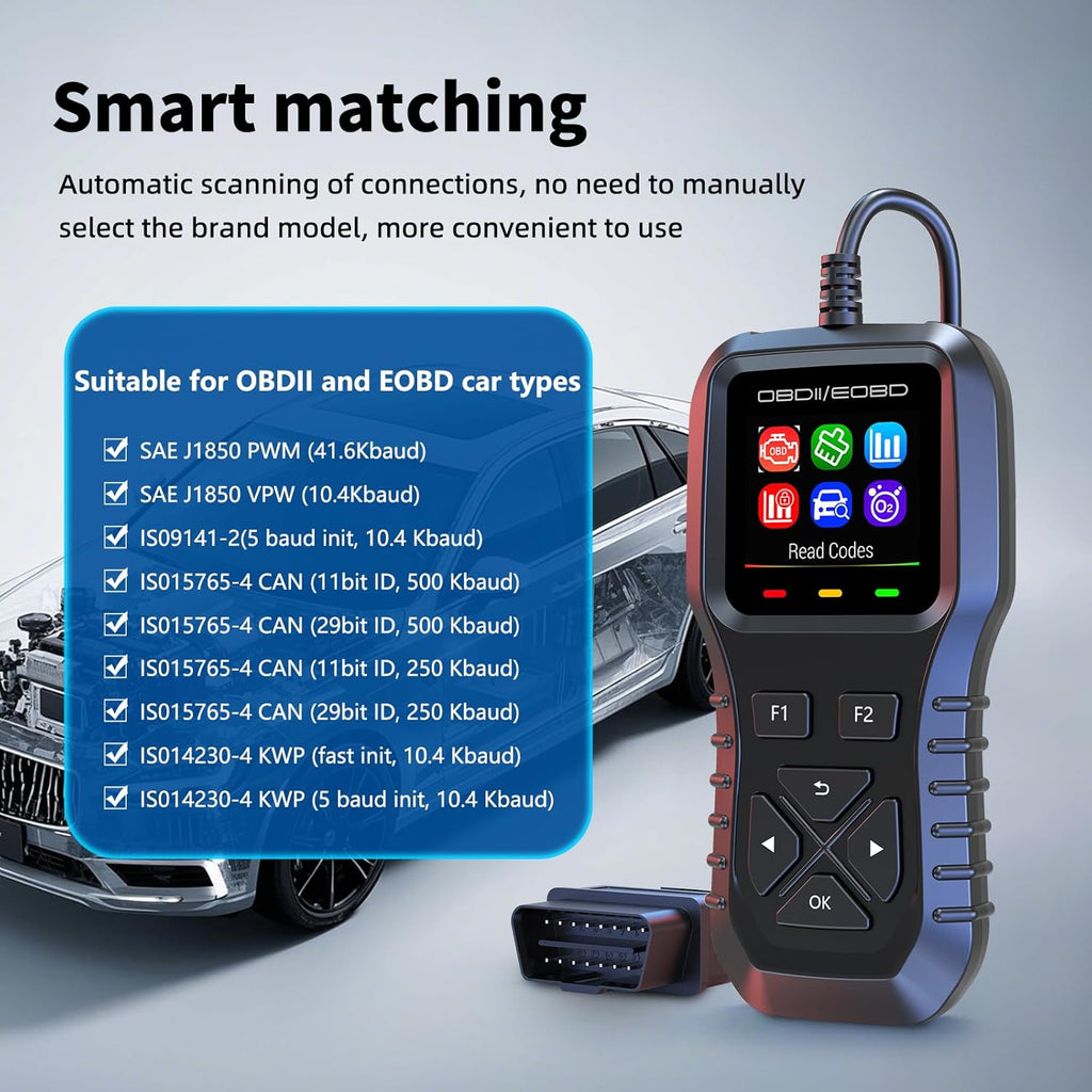 K1 obd2 Scanner,obd2 Scanner Diagnostic Tool,Car Code Reader for Check Engine Light, Real-Live Data, Freeze Frame with Colour Screen, Multilingual Plug & Play for All OBDII & EOBD Vehicles