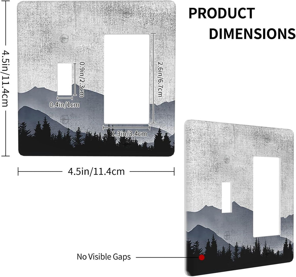 Outlet Covers Natural Landscape Mountains Pine Trees 1 Toggle 1 Rocker Combination Decorative Wall Plate Electrical Switch Plates Light Switch Cover Plate for Bedroom living Room Decor