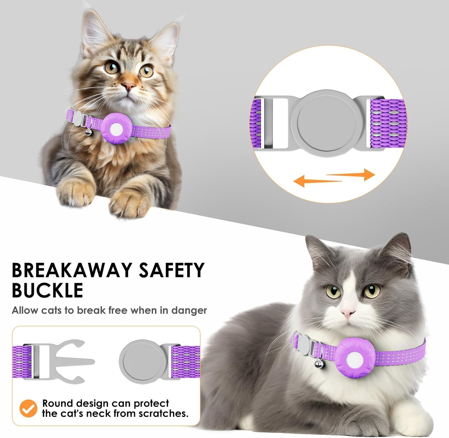 Cat Tracker, Waterproof Pet Tracker for Cats, Cat GPS Tracker Compatible with Apple Find My App (Only iOS), No Monthly Fee, Purple