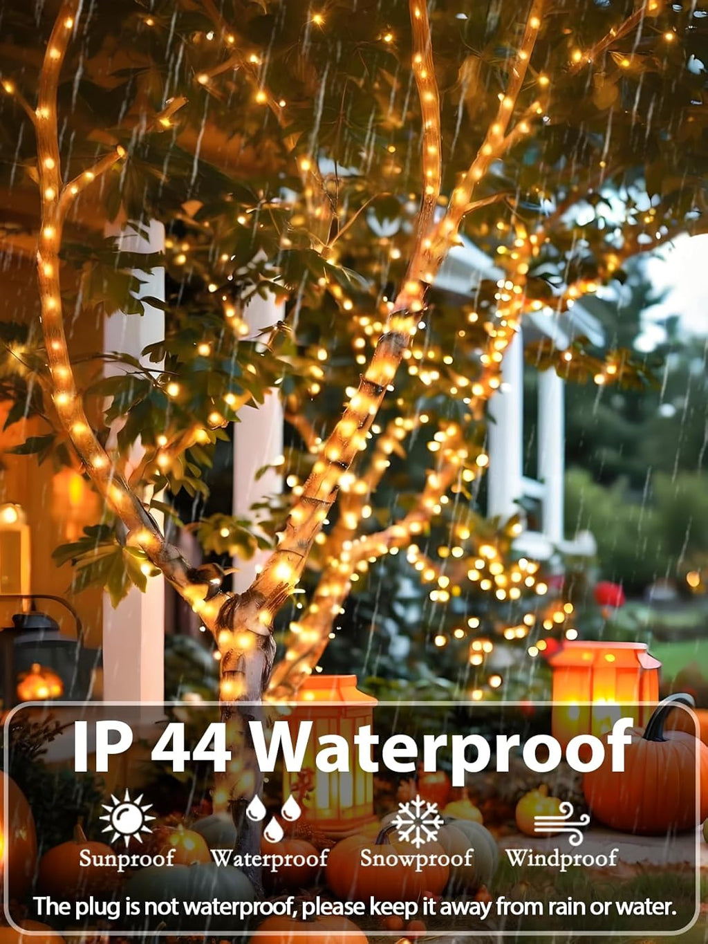 33 FT 100 LED Christmas String Lights Indoor Outdoor, Memory Function & Timer & 8 Modes, UL Certified, Linkable Green Wire Waterproof Twinkle Light for Christmas Tree Party Garden Decor (Warm White)