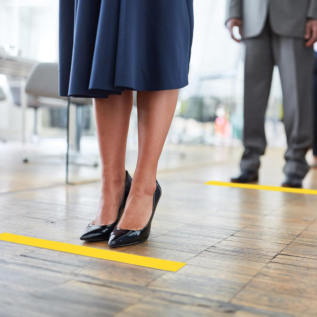 Outus Floor Marking Tapes 2" Width 100' Length Yellow Durable Non Abrasive Tough Floor Tape for Social Distancing, Gyms, Athletics, School, Restaurants, Equipment, Heavy Foot Traffic(6 Rolls)