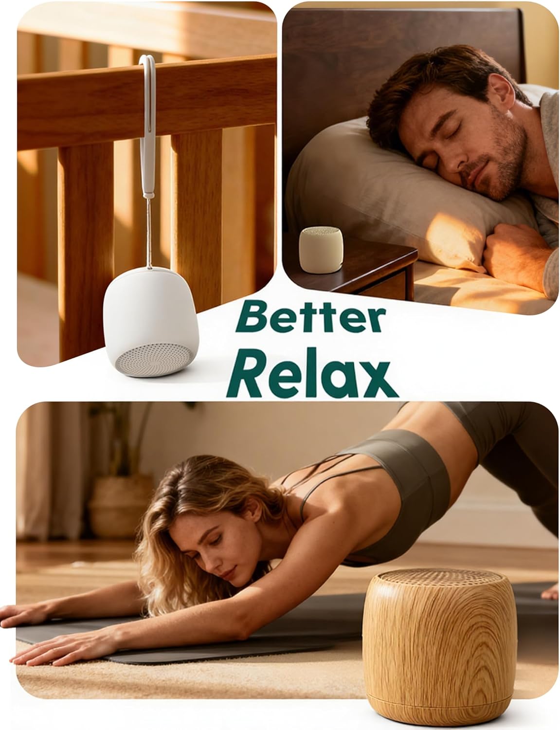 Babelio White Noise Sound Machine (Pocket Mini Pro) | 1000mAh Large Battery, 25 Non-looping Sounds for Adults, Kids & Babies, Timer, Memory Function, Pocket-Sized & Travel Essentials, Wood Grain