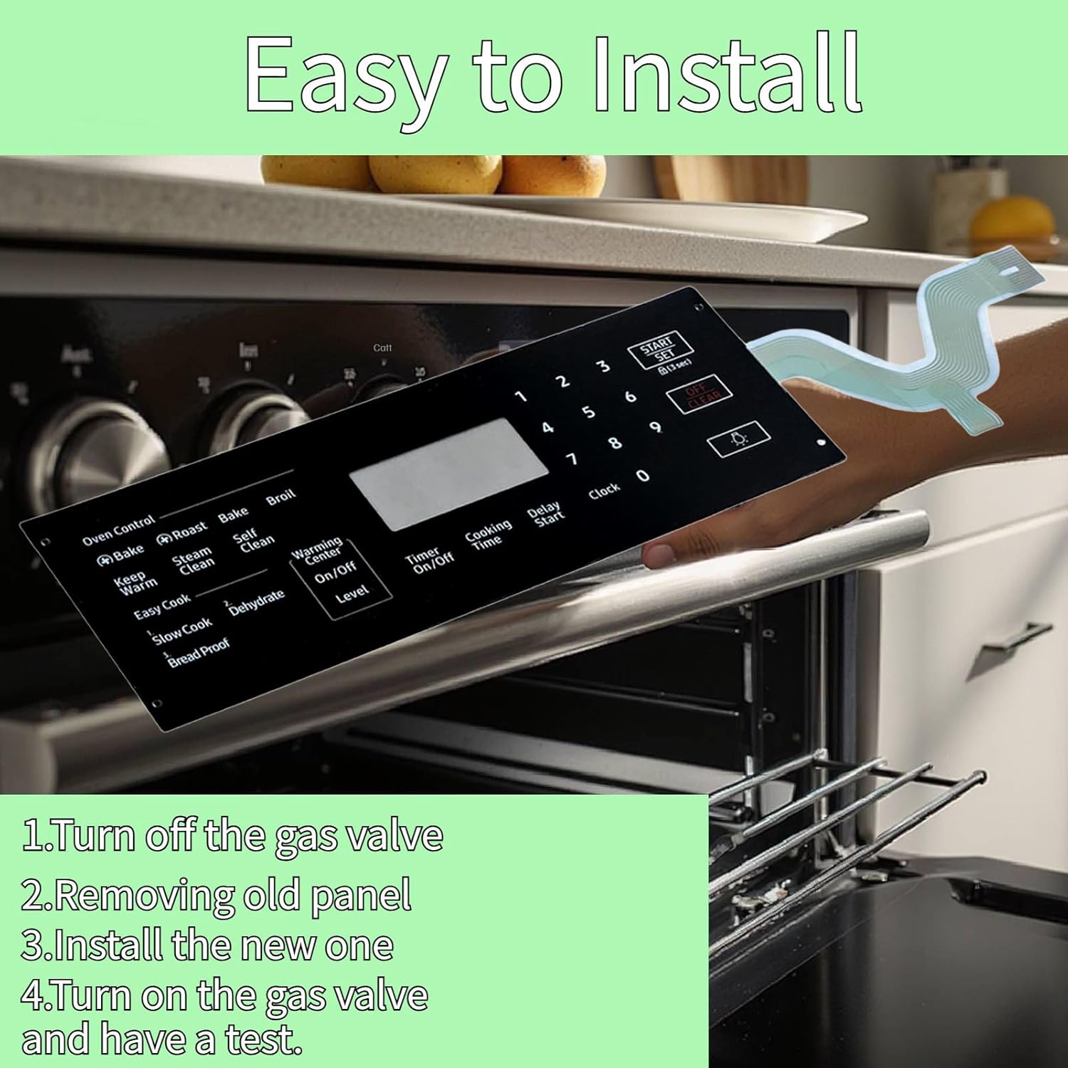 DG34-00043A Range Touch Control Panel, Replacement Touchpad Overlay for Stoves, Compatible with Models PD00051348, AP6244845, PS12086110, EAP12086110, NE59M4320SB/AA-00