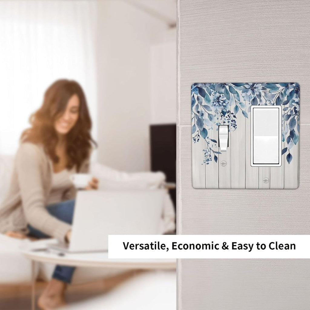 Eucalyptus Rustic Watercolor Plant Outlet Covers 1 Toggle 1 Rocker Combination Decorative Wall Plate Electrical Switch Plates Light Switch Cover Plate For Farmhouse Home Decor