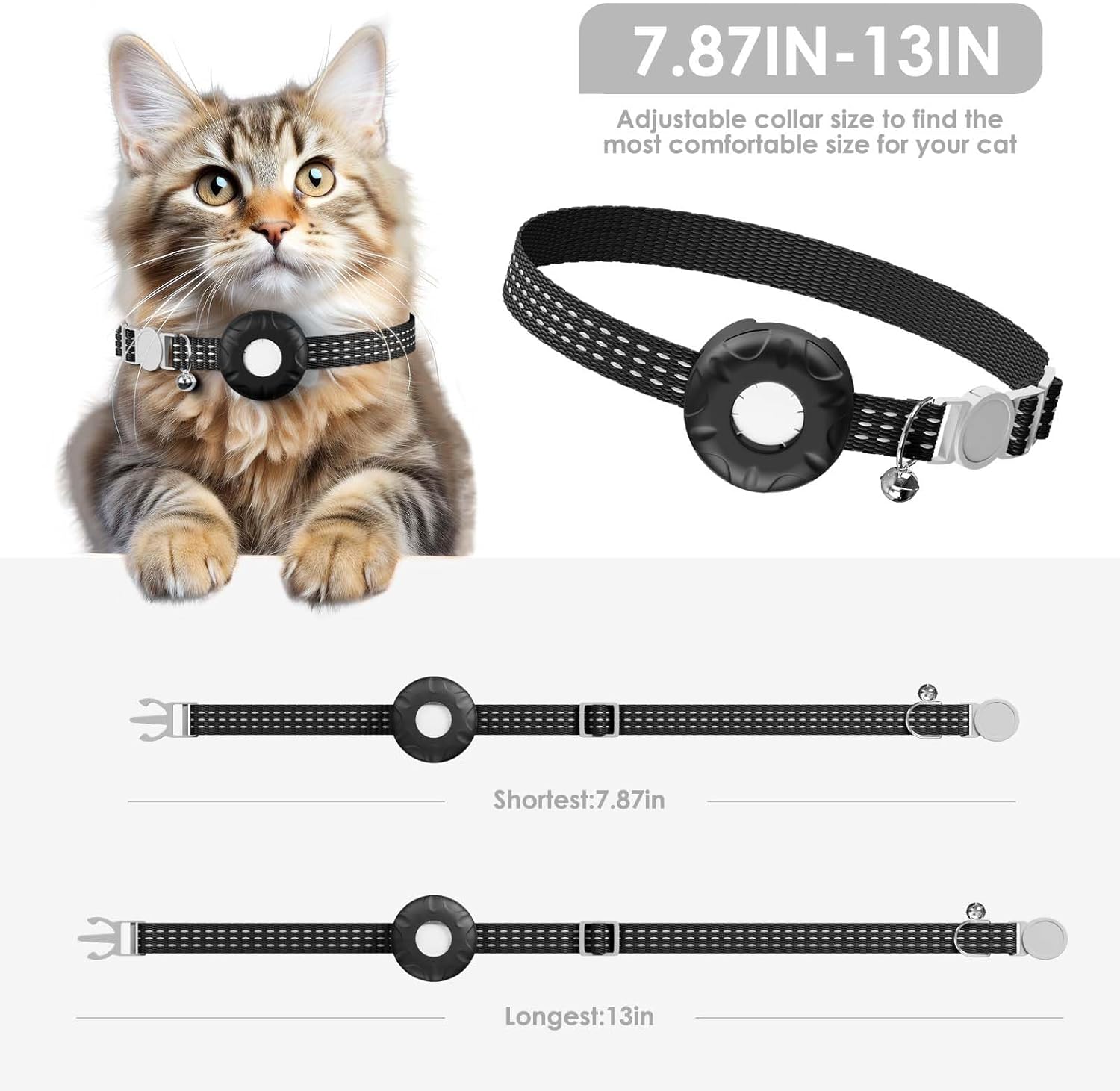 Cat Tracker, Waterproof Pet Trackers for Cats, GPS Tracker Compatible with Apple Find My App (Only iOS), No Monthly Fee, White