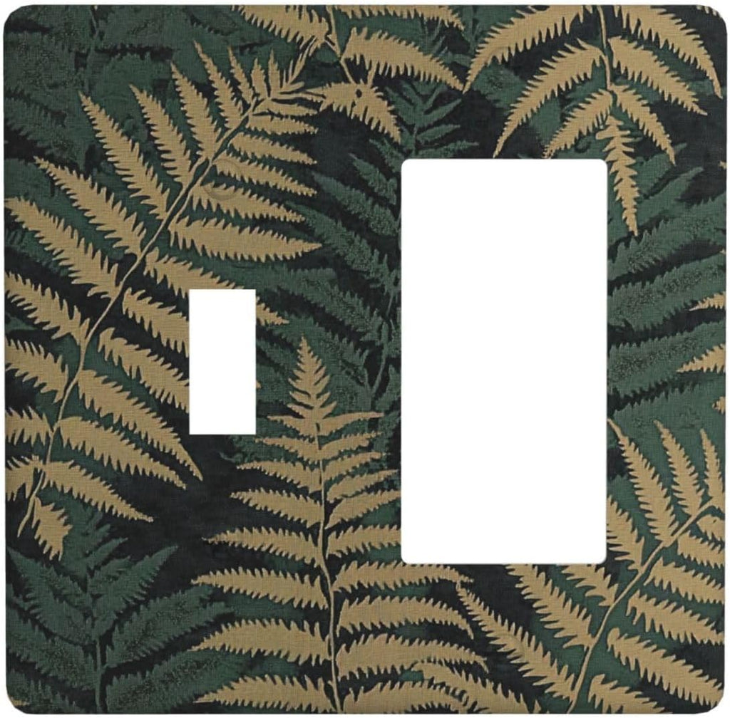 Outlet Covers Botanical Fern Green Leaf Forest 1 Toggle 1 Rocker Combination Decorative Wall Plate Electrical Switch Plates Light Switch Cover Plate For Bed Room Home Decor