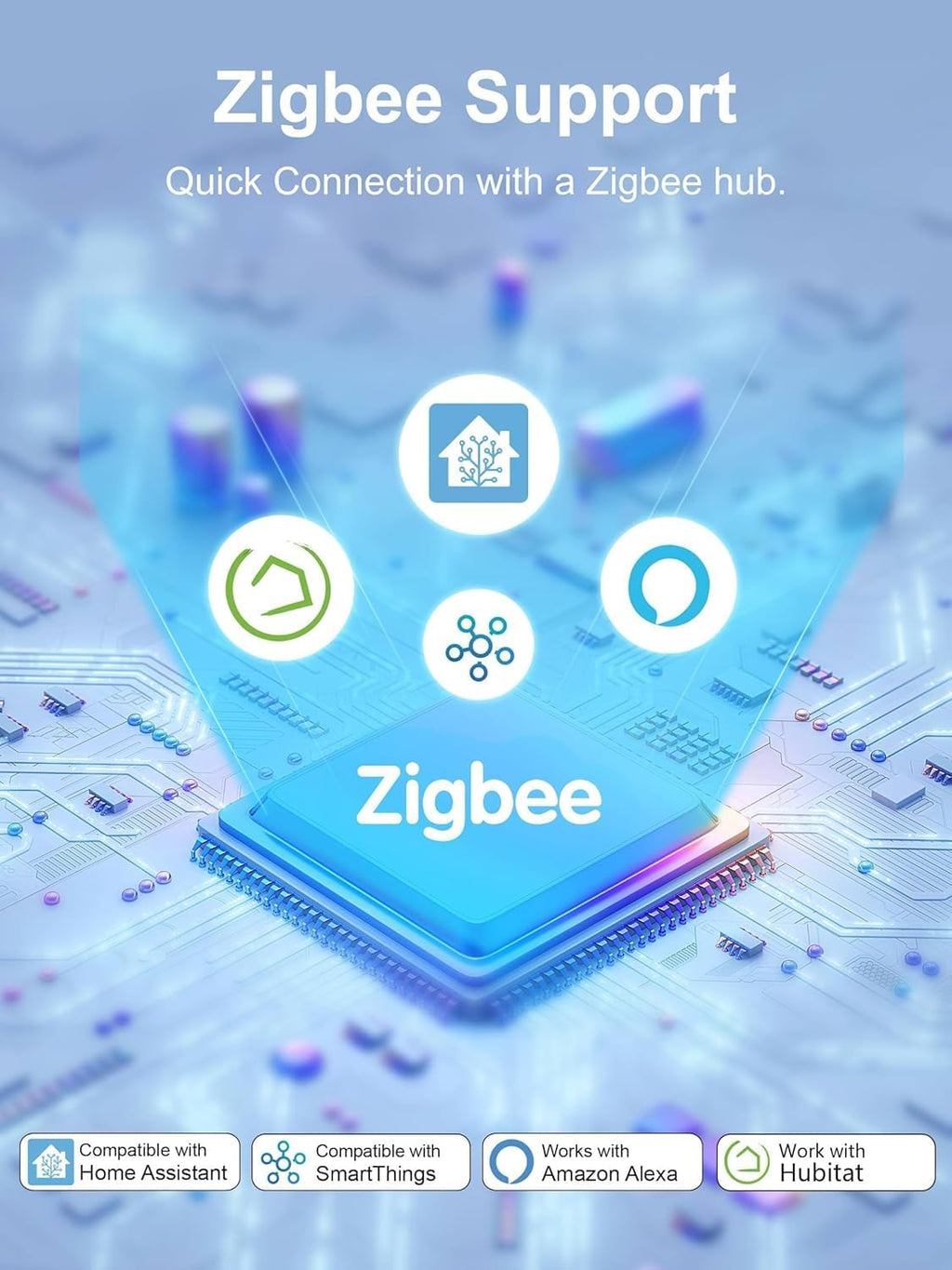 UseeLink ZigBee Smart Power Strip Plug,ETL Certified,ZigBee Hub Required,Compatible with Alexa, Google Home,Compatible Echo Devices and SmartThings,Black.5 Feet Extension Cord