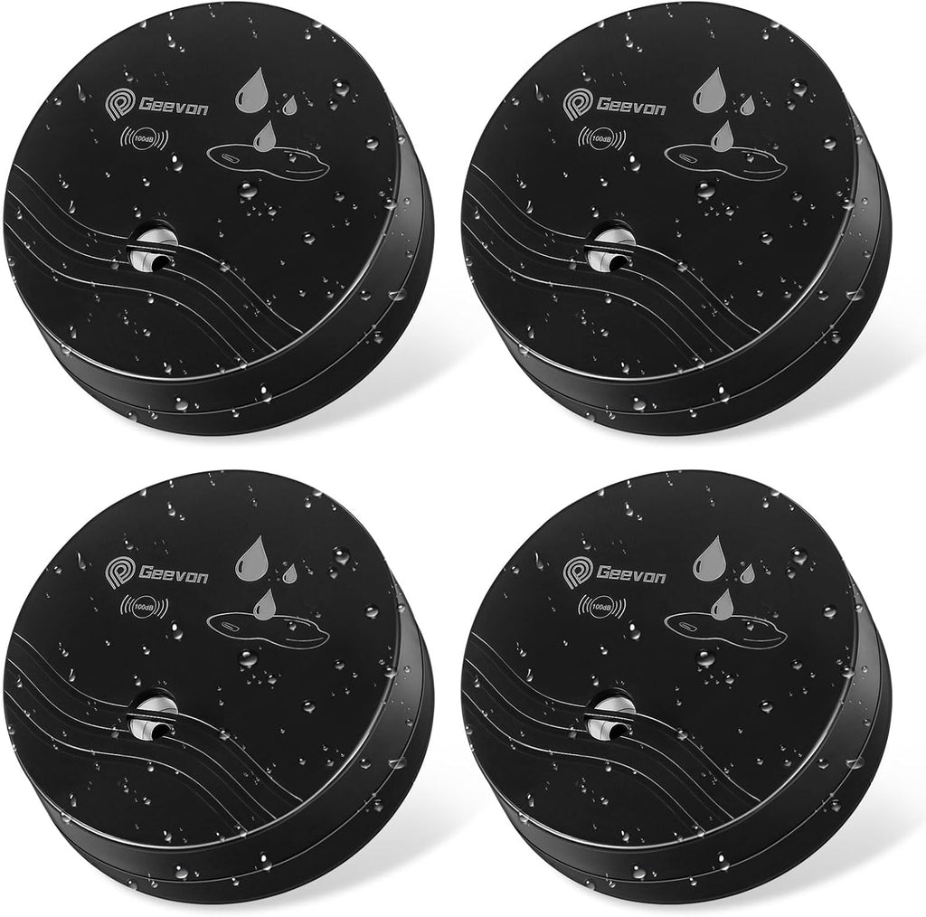 Geevon 2 Pack Water Leak Detectors, 100dB Water Sensor Alarms Flood Detector for Basements, Bathrooms, Laundry Rooms, Kitchens, Garages, and Attics, Water Alarms Battery-Operated (Battery Included)