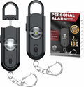 Personal Safety Alarm Keychain for Women 2PCS -130 dB Loud Siren with SOS Strobe Light, Flashlight, Double Speakers, Safe Defense Key Chain for Girls Kids Elders Emergency Call