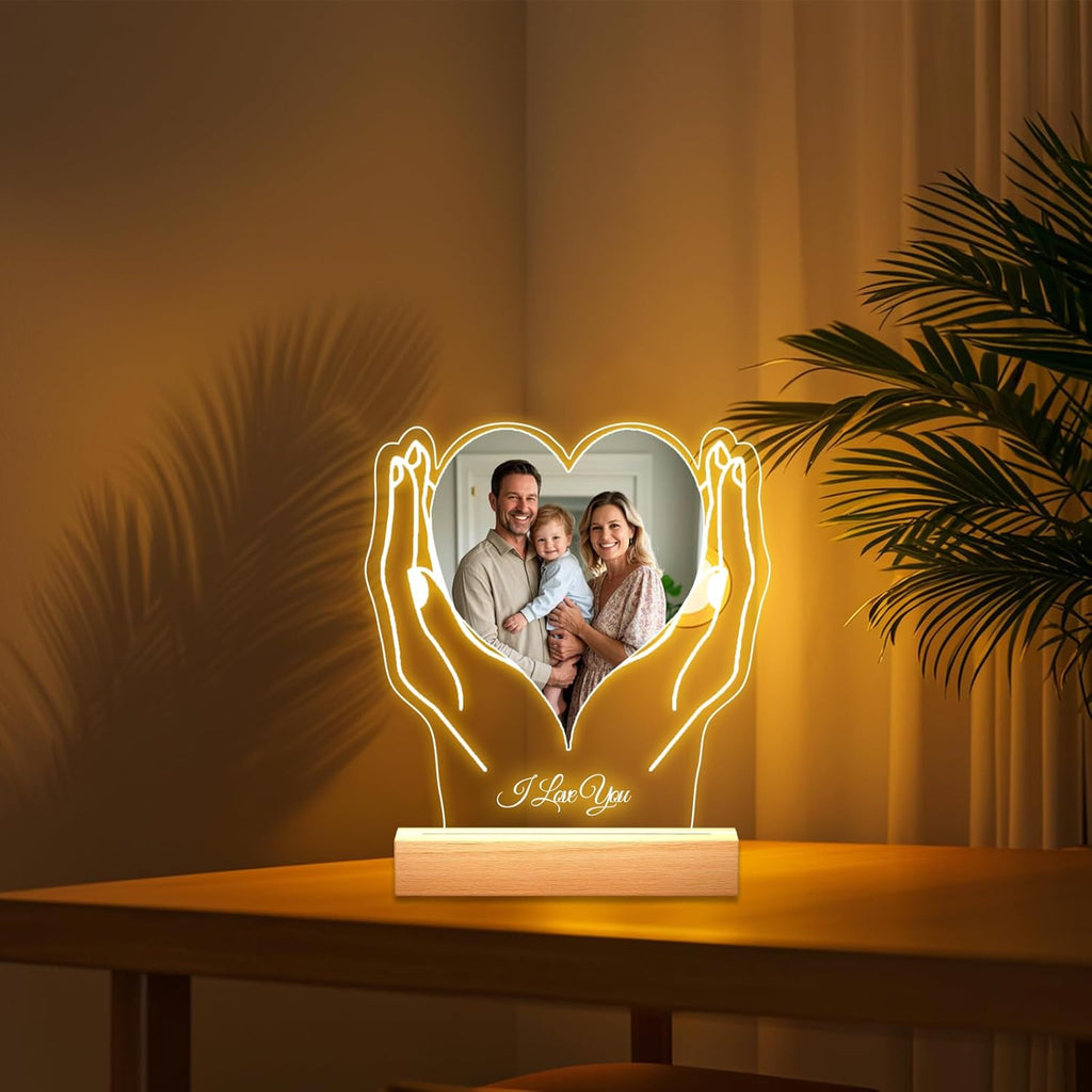 Personalized Picture Frames with Photo, Custom Photo Frame with Night Light, Customized Girlfriend Photo Gifts, Ideal Gift for Couples Anniversary Birthday Mom Dad Him Her