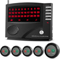Wireless Call System Nurse Call System with 5 Dual Function Call Buttons and 1 Central Monitoring Unit for Clinic Restaurant Nursing Home Patients Caregiver Residents