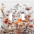 Boho Nursery Wildflower Flora Vintage Flower Decorative Switch Plates 2 Gang Double Toggle Outlet Light Switch Cover Wall Plate Electrical Faceplate for Bedroom Living Room Decor