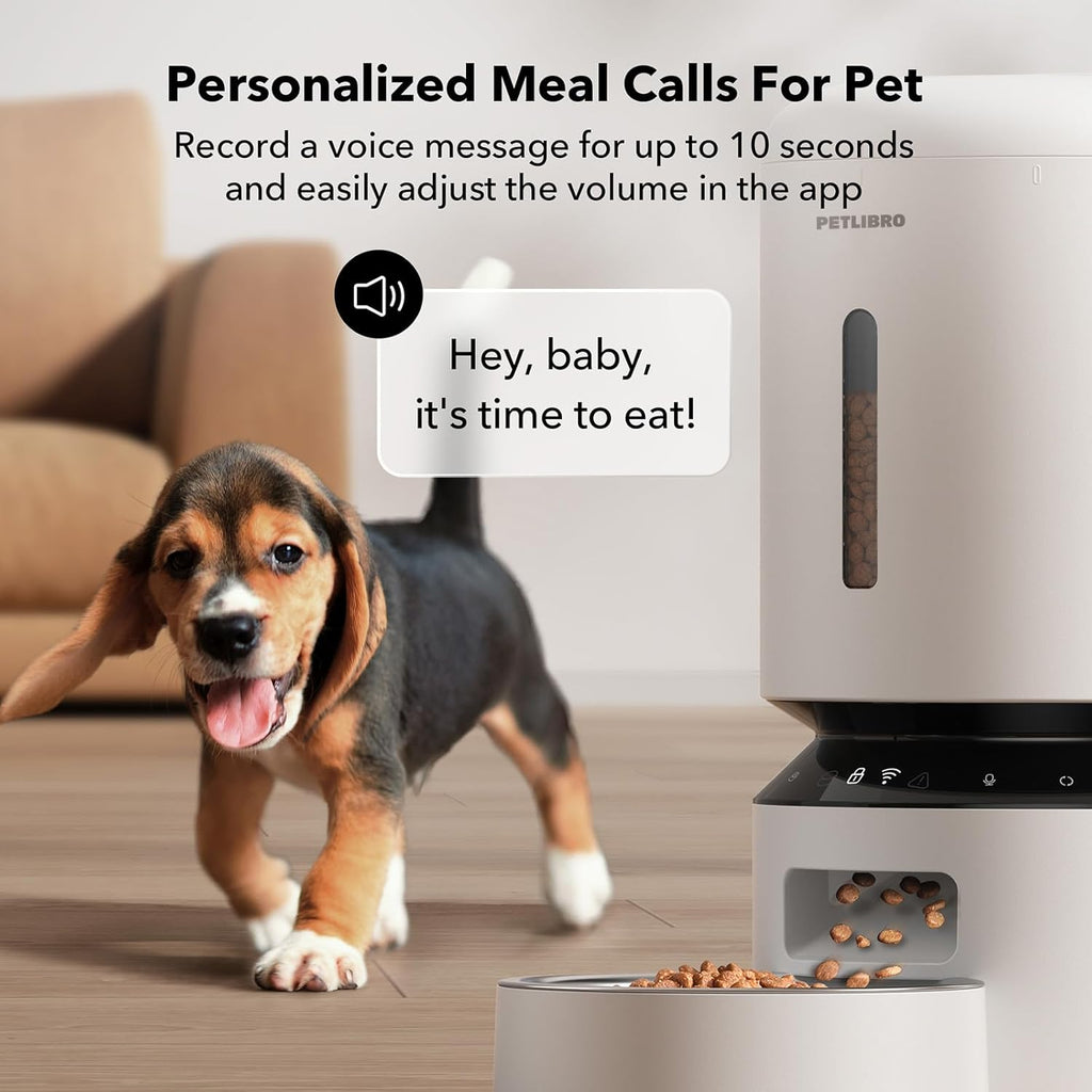 PETLIBRO Automatic Multiple Cats Feeder, 5G WiFi Automatic Dog Food Dispenser with Freshness Preservation, 5L Timed Pet Feeder with Low Food Sensor, Up to 10 Meals Per Day, Granary White