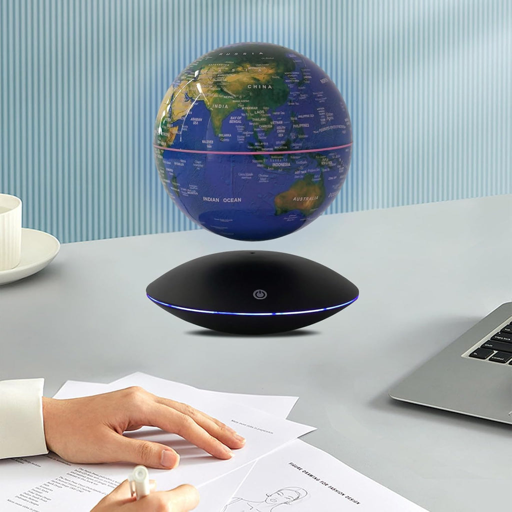 Magnetic Levitation Floating Globe, 6" World Geographic Globes Anti Gravity 360 Rotating World Map with LED Light for Homes, Schools, Offices