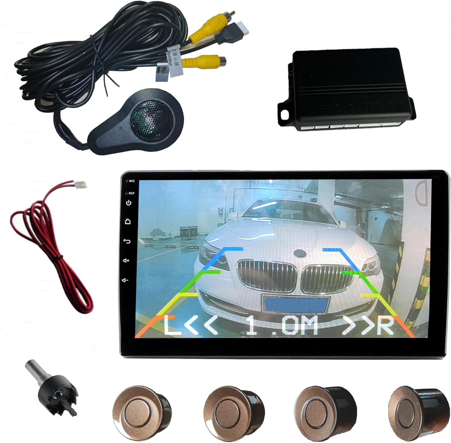 LCD Parking Sensor Kit - Displays Data on Original Screen, Easy Rear Installation, Compatible with CVBS Cameras (Not for AHD), 18 Probe Colors to Match Any Vehicle