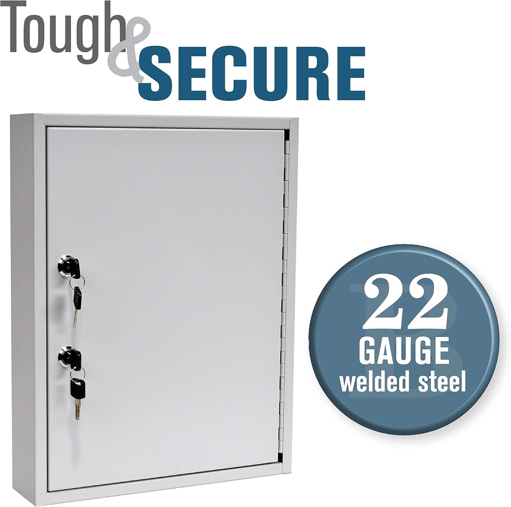 STEELMASTER by BankSupplies 60 Key Cabinet | Dual Lock Control Key Box | Welded 22 Gauge Steel Construction | Scratch Resistant | Write-On Key Tags for Easy Identification