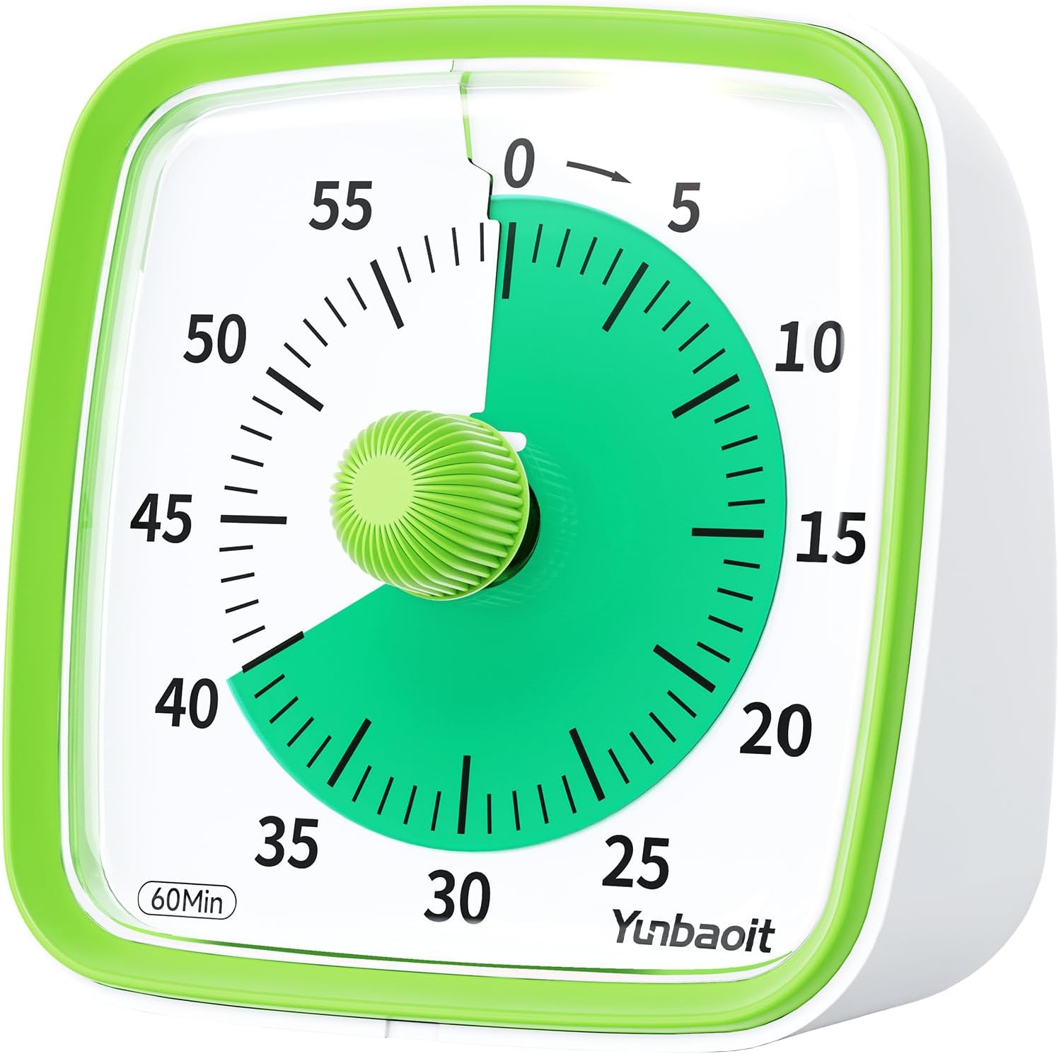 Yunbaoit Visual Timer with Night Light, 60-Minute Countdown Timer for Kids and Adults, Silent Classroom Timer, Time Management Tool for Home, School, or Work (Light Green)