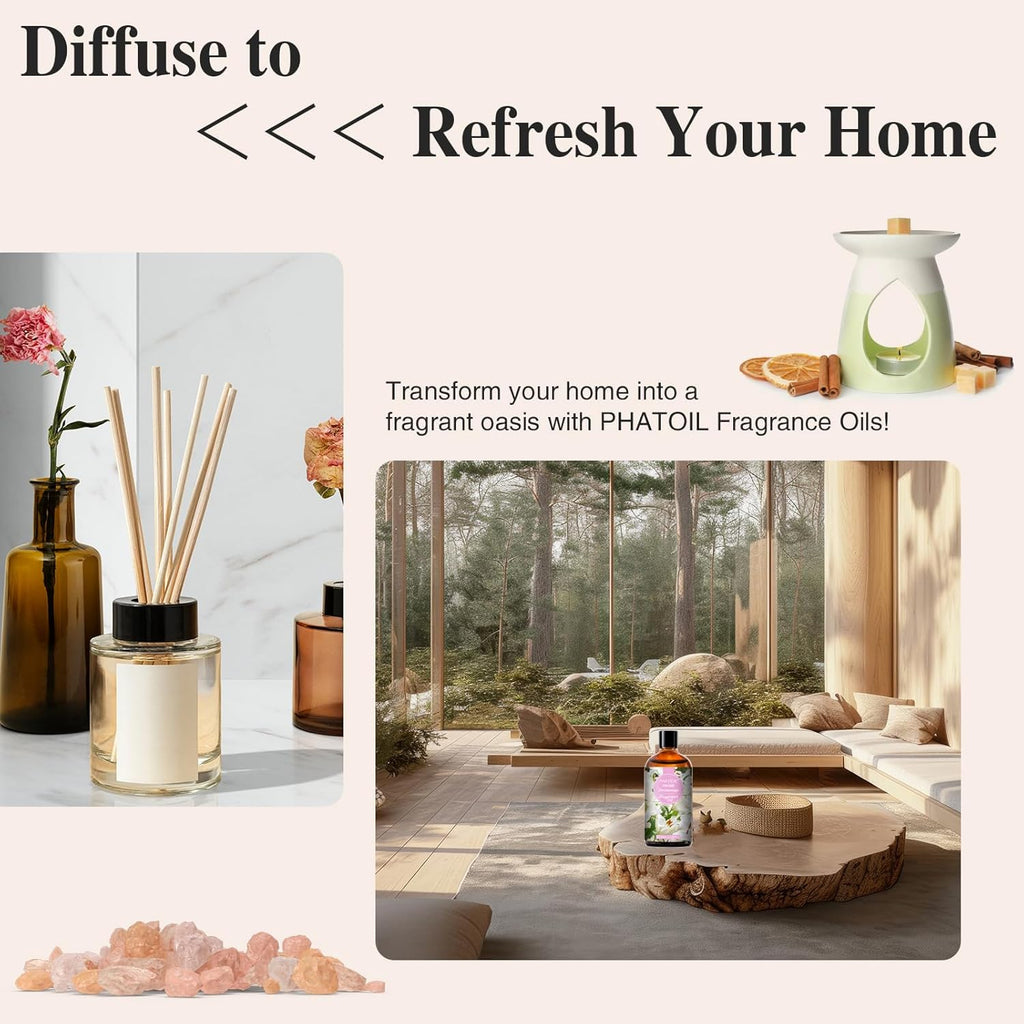 PHATOIL 3.38FL.OZ Orchid Dreamscape Fragrance Oils for Aromatherapy, Essential Oils for Diffusers for Home, Perfect for Diffuser, Yoga, Skin Care, DIY Candle and Soap Making - 100ml