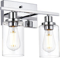 MELUCEE Sconces Wall Lighting Chrome 2-Light, Modern Bathroom Lights Over Mirror Contemporary Vanity Lighting Fixture with Clear Glass Shade (Patent No.: US D963914 S)