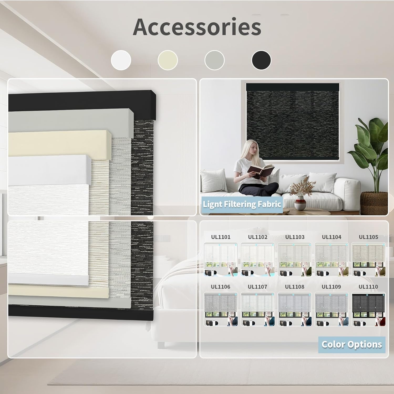 Motorized Blinds with Remote Custom Size Blackout Smart Roller Shades Compatible with Alexa Google, Electric Blinds for Windows