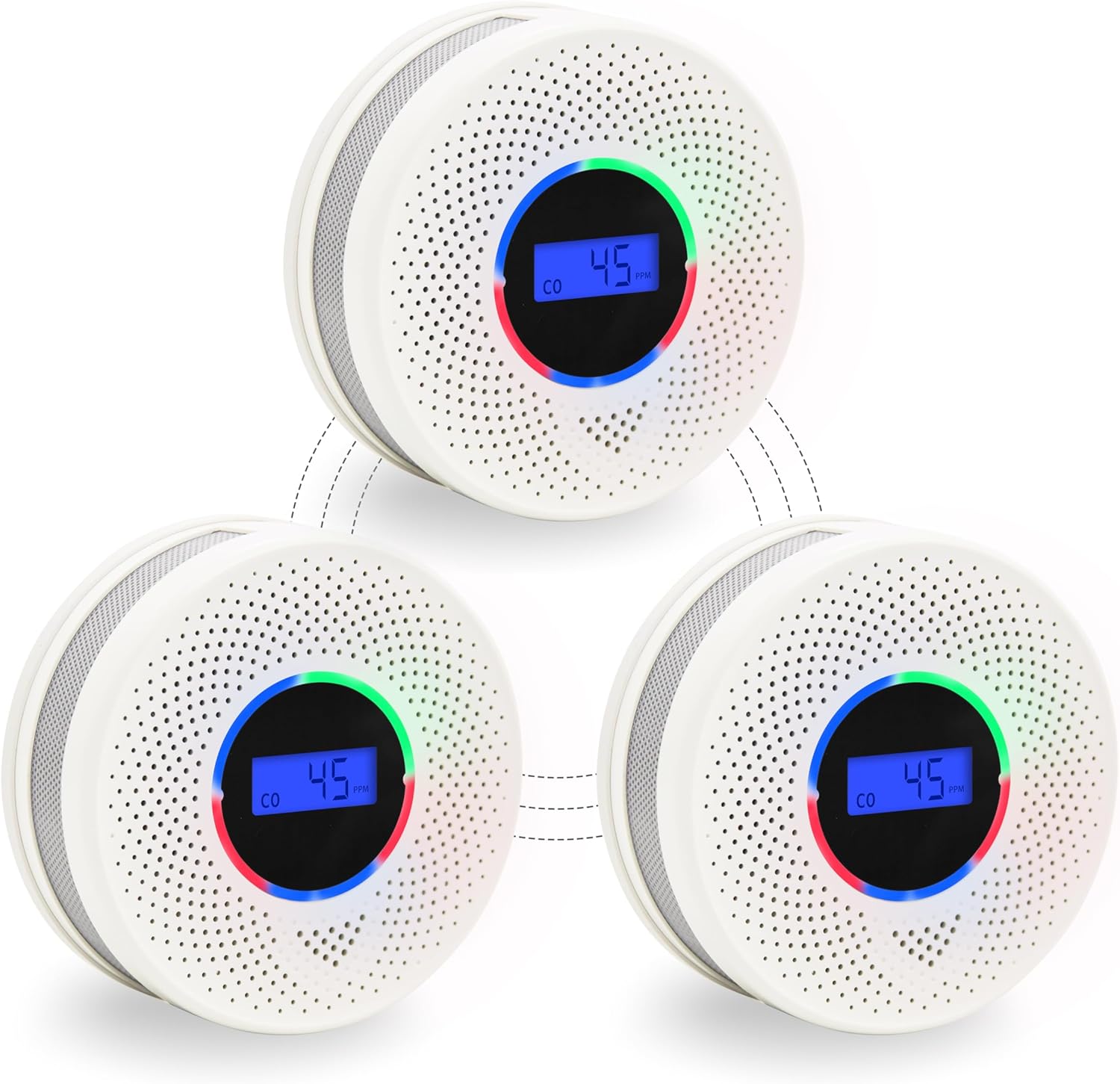 3Pack Upgraded Interlinked Smoke Carbon Monoxide Detector, Battery Powered&Wireless Interconnected Smoke and CO Alarm, Transmission Range of Over 820 ft (Includes Battery)