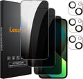 3+3 Pack Privacy Screen Protector for iPhone 13 6.1-Inch with 3 Pack Camera Lens Protector, Anti Spy Tempered Glass Film 9H Hardness Bubble Free Case Friendly