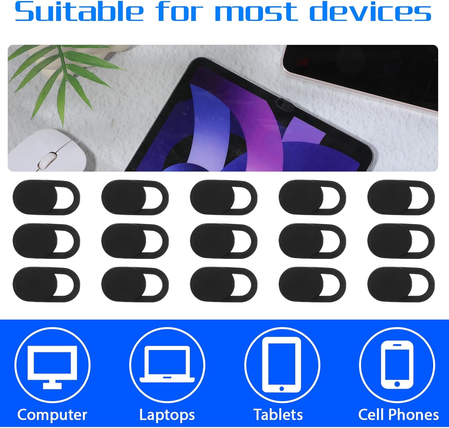 50 Pcs Camera Cover Slide, Ultra-Thin Privacy Protector for Laptop, Phone, Computer - Universal Webcam Protector & Laptop Sticker Covers, Camera Blocker and Lens Cover
