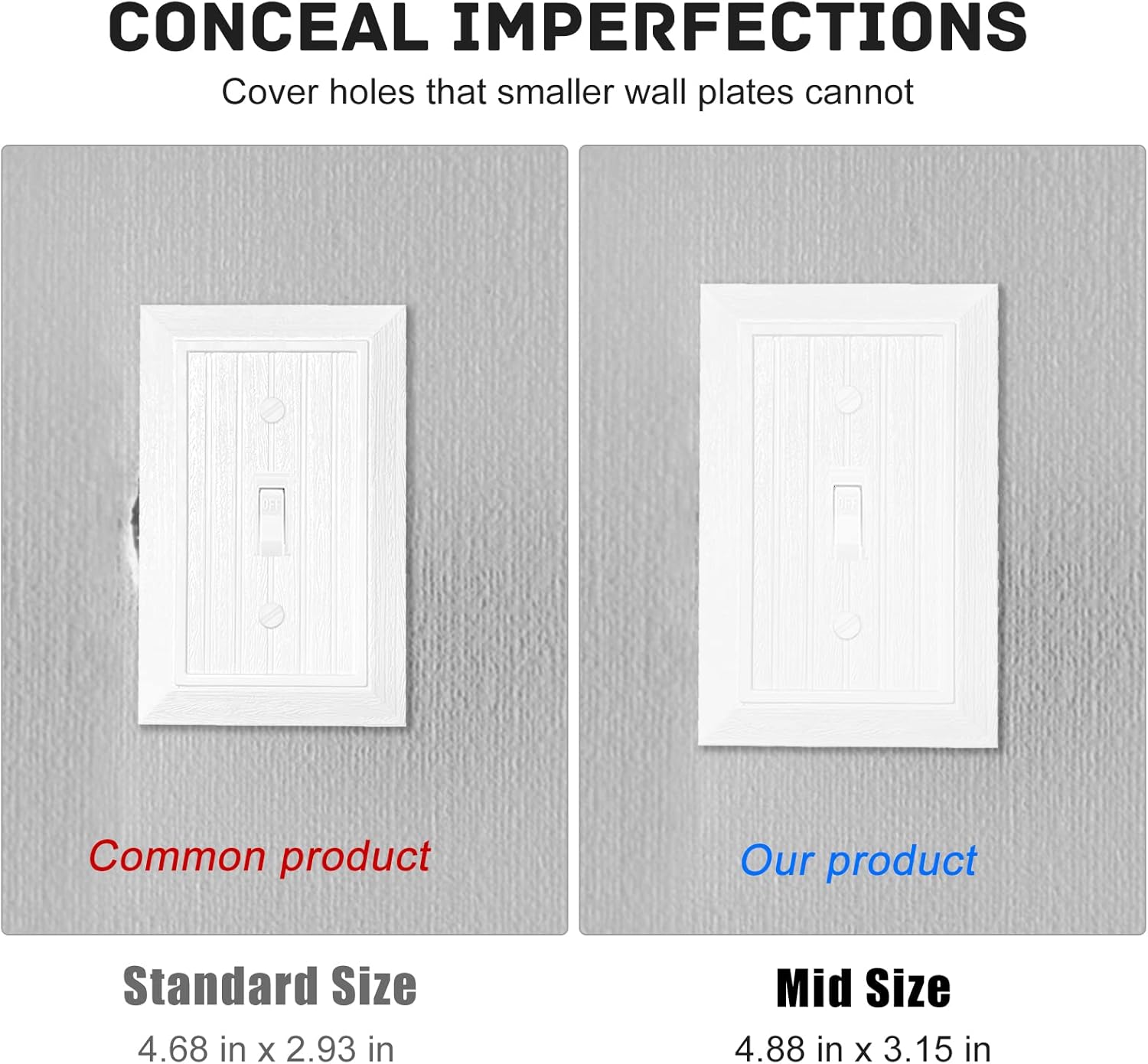 Modern Decorative Wall Plate Retro Wood Grain design Switch Cover Outlet Cover for Light Switch, Smart Switch, Dimmer, GFCI, USB Outlet (10 Pack, Single Toggle)