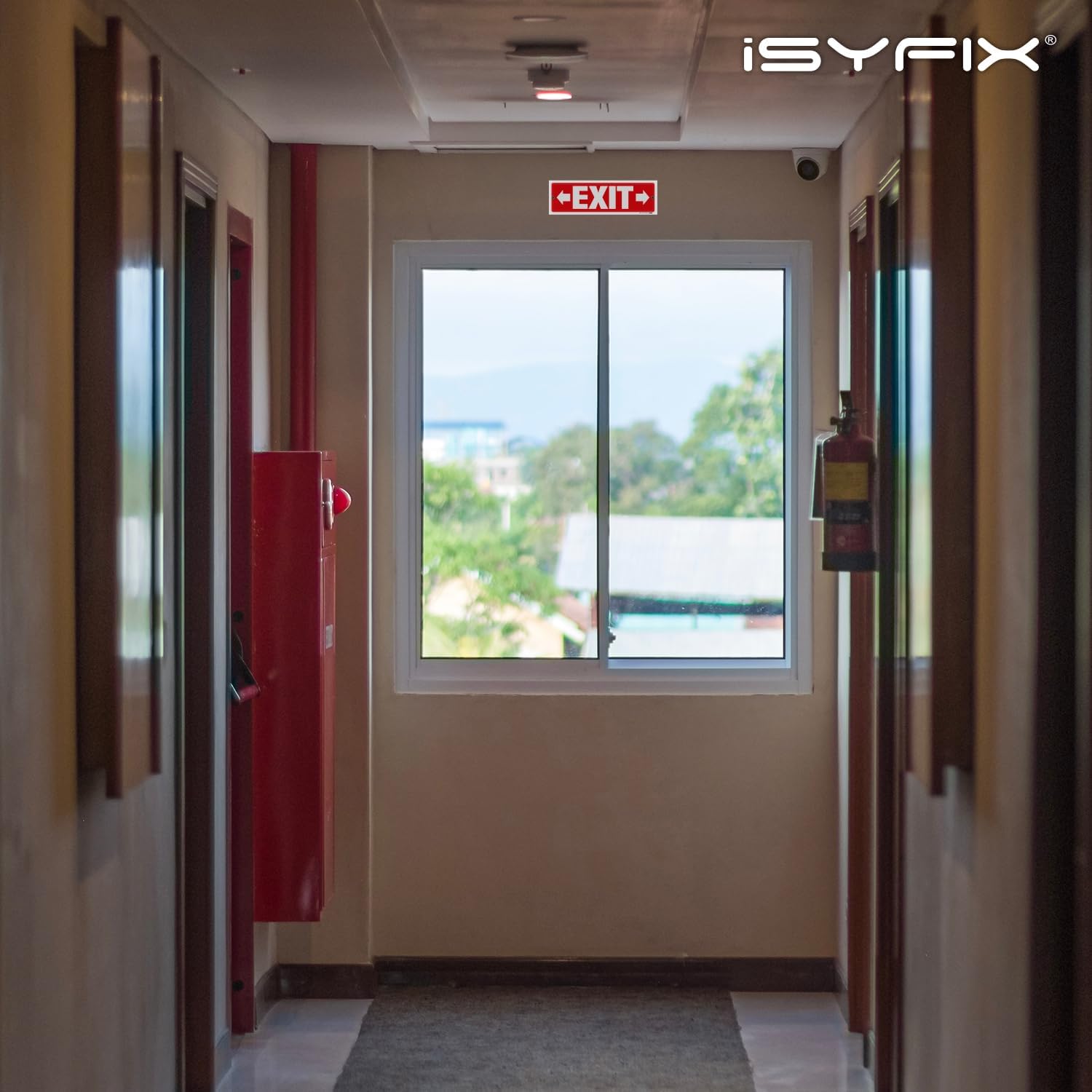 iSYFIX Exit Signs - 2 Pack 12x4 Inch Directional Right & Left Arrow Signs, 40 mil Polystyrene Plastic, UV Laminated, Scratch & Fade Resistant, Waterproof - Ideal for Office, Theater, School, Business