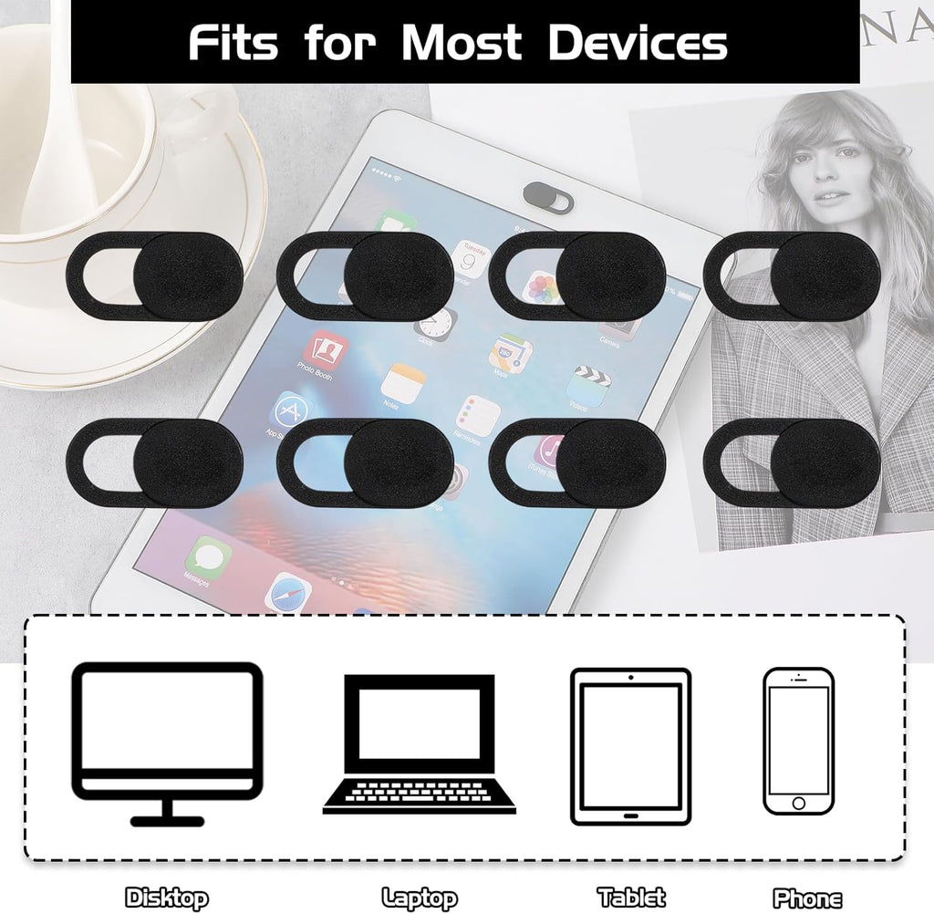 50 PCS Webcam Cover Slide, 0.023 Inch Ultra-Thin Universal Web Camera Cover for Laptop, Computer, Phone–Secure Privacy with Smooth-Sliding Camera Cover(Black)