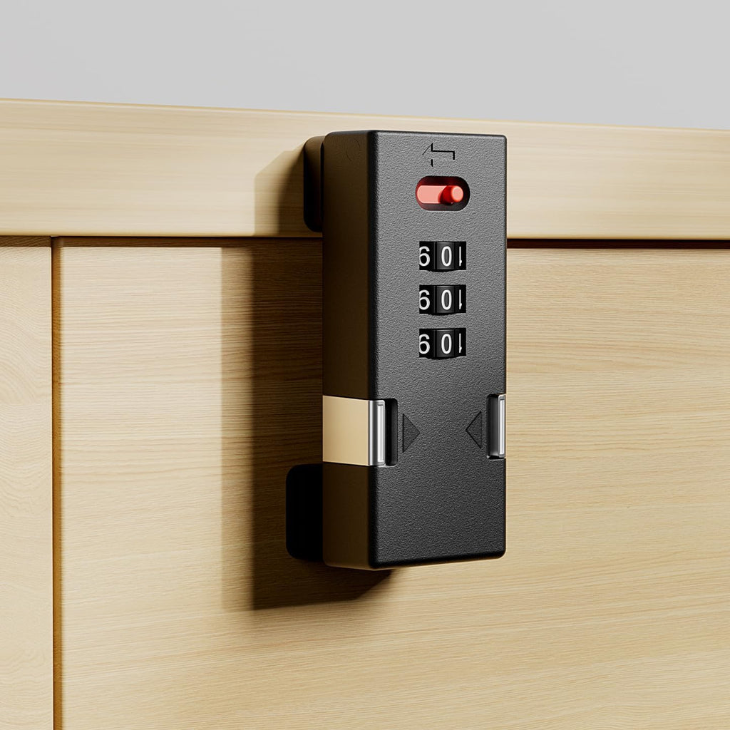 Cabinet Lock，Barn Door Latches,3-Digit Combination Security Locks,Combination Security Lock,for Office File Cabinet,Drawers,Locker,Small Door,Cupboard (1, Black_180 Degree)