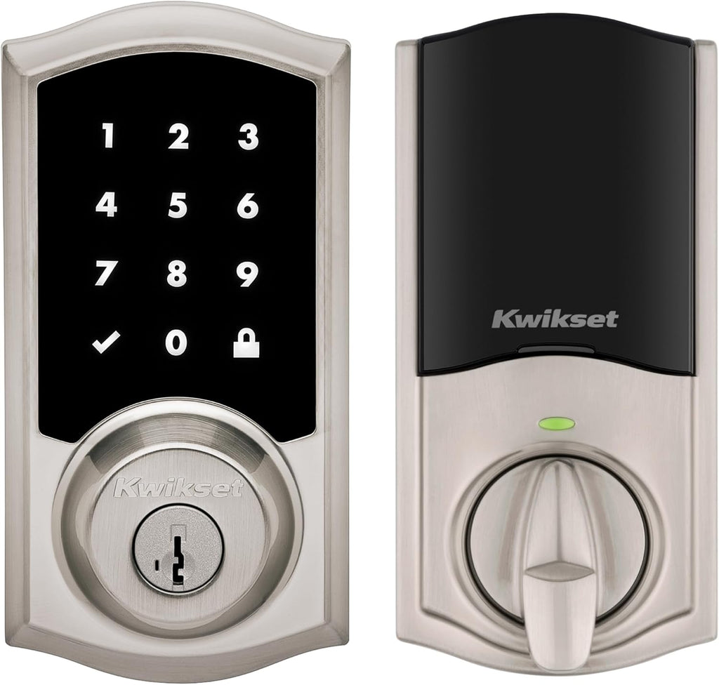 Kwikset HomeConnect 918 Traditional Z-Wave Long Range Enabled Touchscreen Lock Works with Ring Alarm, Samsung SmartThings Hub Required, Sold Seperately in Satin Nickel