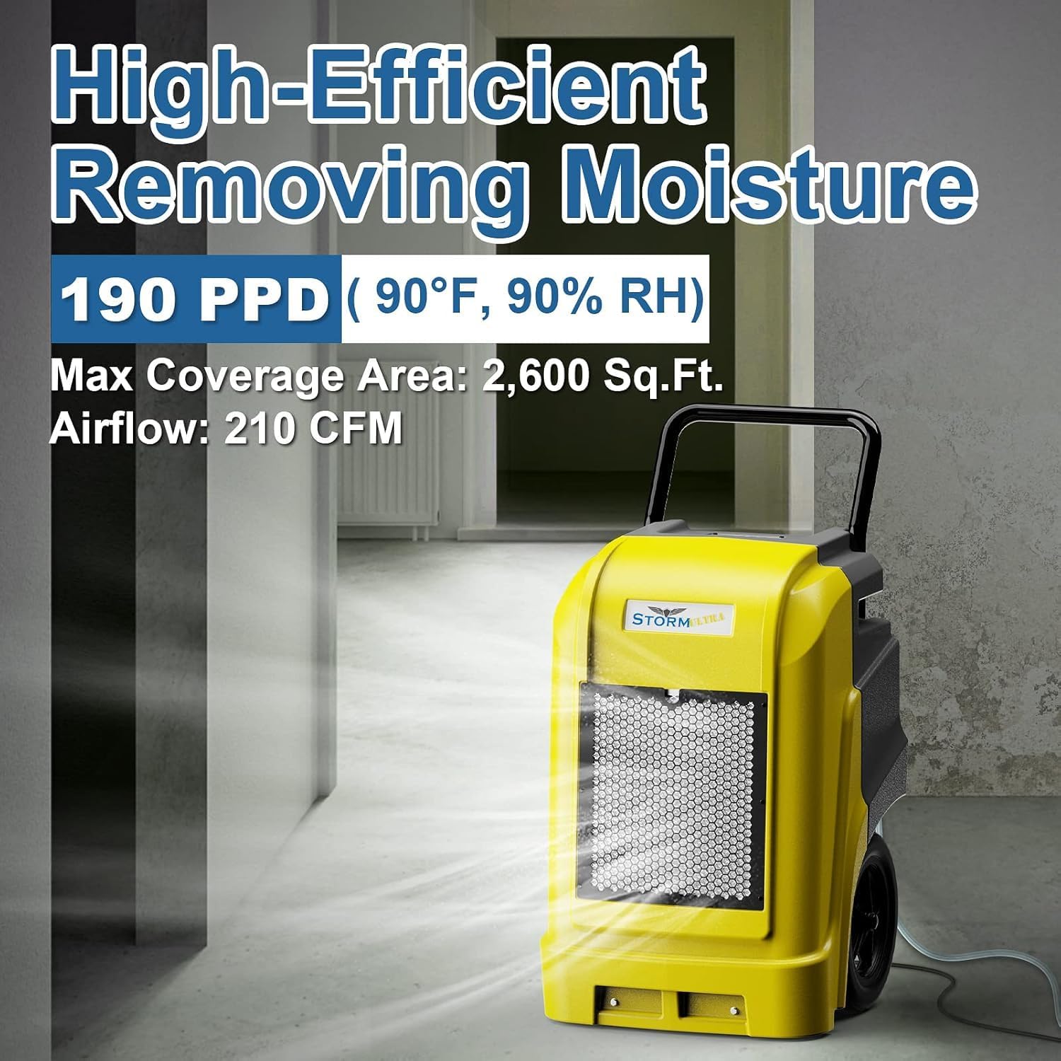ALORAIR Commercial Dehumidifier with Pump Drain Hose, 190 Pints Industrial Dehumidifiers Large Capacity for Basements, Garages, Mall & Job Sites, 5 Years Limited Warranty