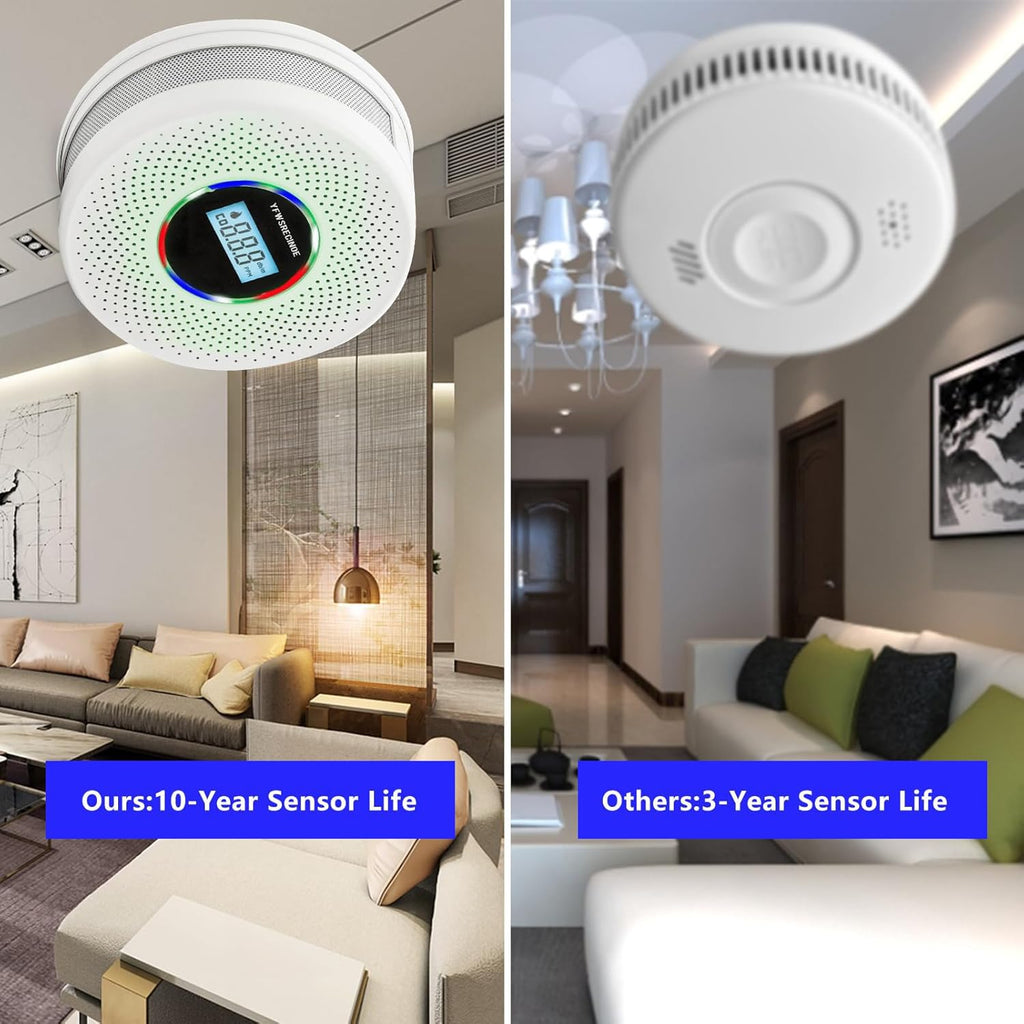2 Pack Upgraded Combination Smoke and Carbon Monoxide Alarm Detector, Dual Sensor Smoke Alarm&Carbon Monoxide Detector (Includes Battery)