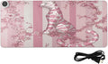Heated Desk Pad Mouse Pad 31.5x13 Inch PU Leather Desk Mat with 3 Heat Levels Large Mouse Gaming Computer Laptop Mat Pink Leopard Stripes Floral