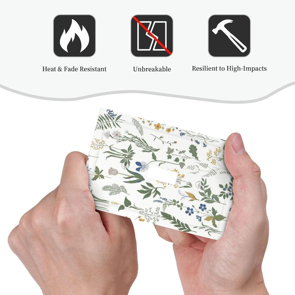 Decorative Light Switch Cover Floral Green Leaf Plant Flowes 1 Gang Single Toggle Device Electrical Faceplate Switchplates Decorator Outlet Wall Plate For Bed Room Farmhouse Decor