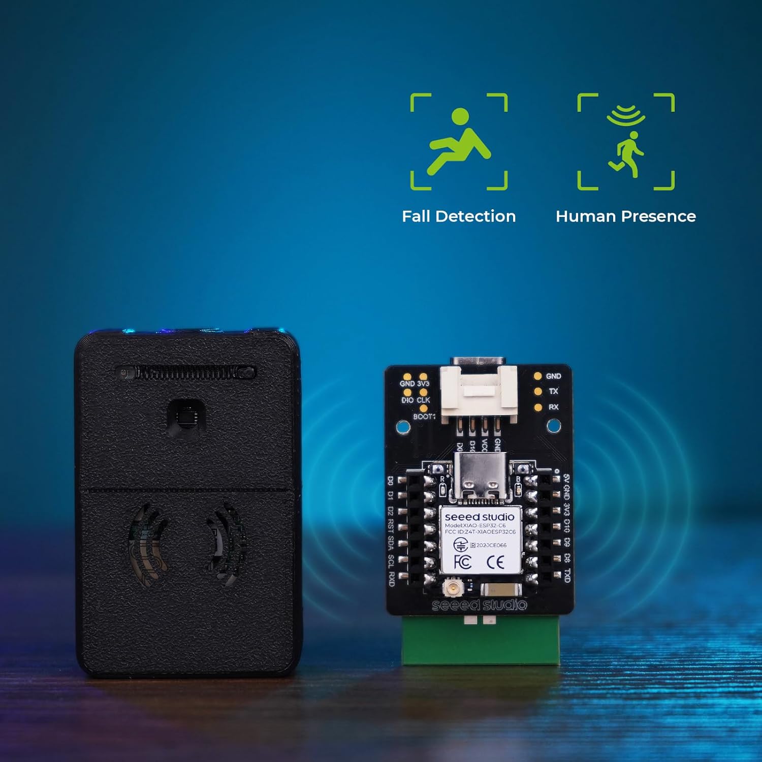 XIAO MR60FDA2 60GHz mmWave Human Fall Detection Sensor Kit, ESP32C6, Wi-Fi, BLE, Home Assistant Compatible, 6m Range