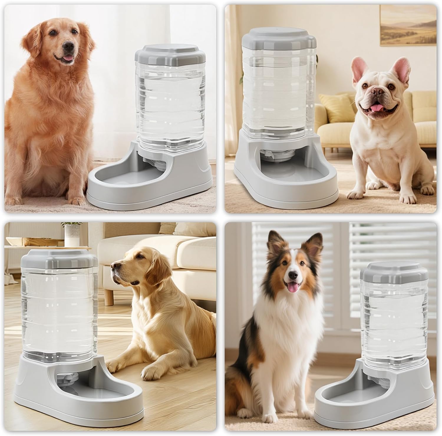 Kenond 9.5L Dog Feeders and Water Bowl Set for Large Dogs, 2.5 Gallon Automatic Water Dispenser, Gravity Dog Food Dispenser