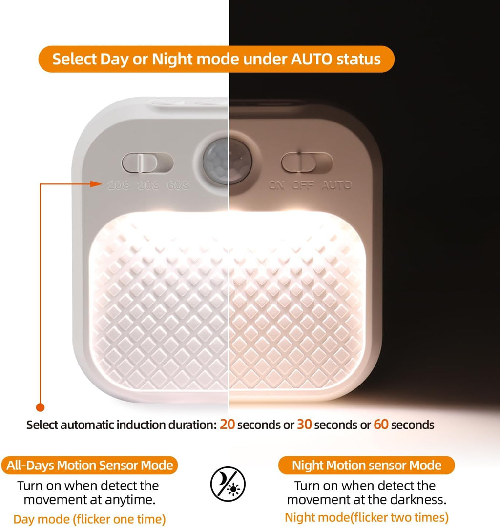 Led Night Light with Motion Detector 2 Pack, Cabinet Light Dimmable with Timer Function, Staircase Lighting 3 Color Temperature 3000/4500/6000K, Hallway Light Rechargeable 600mAh for Children's Room