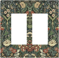 Decorative Outlet Covers Vintage Dark Floral William Morris Green Flower 2 Gang Double GFCI Rocker Electrical Wall Panels Light Switch Cover Plate for living Room Home Decor